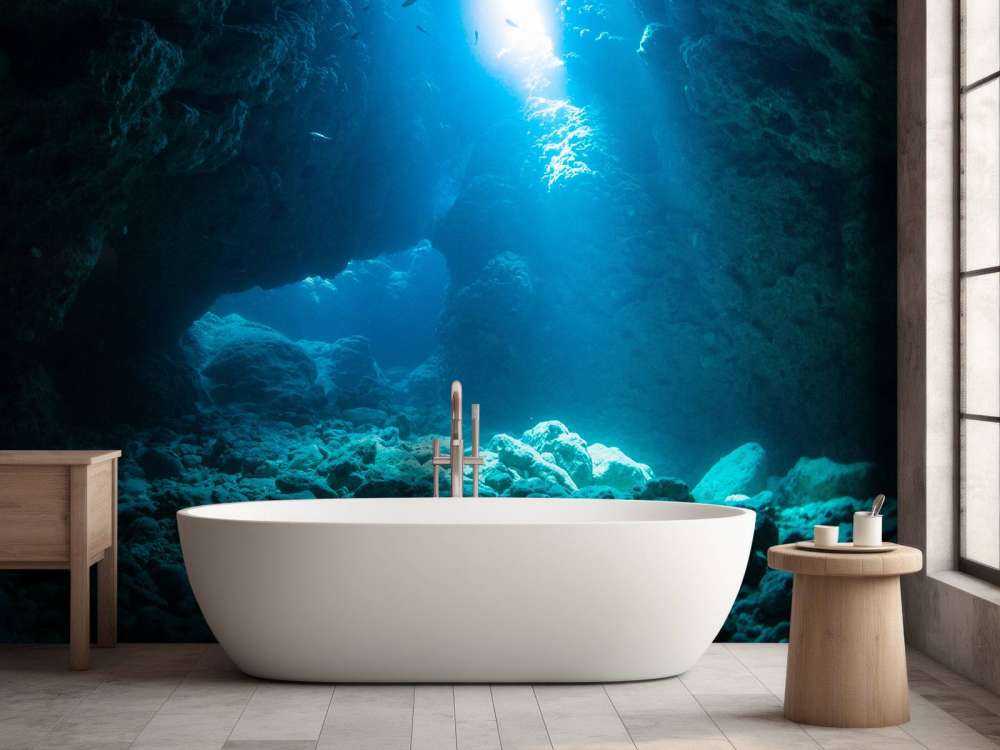 Dark cave in the ocean