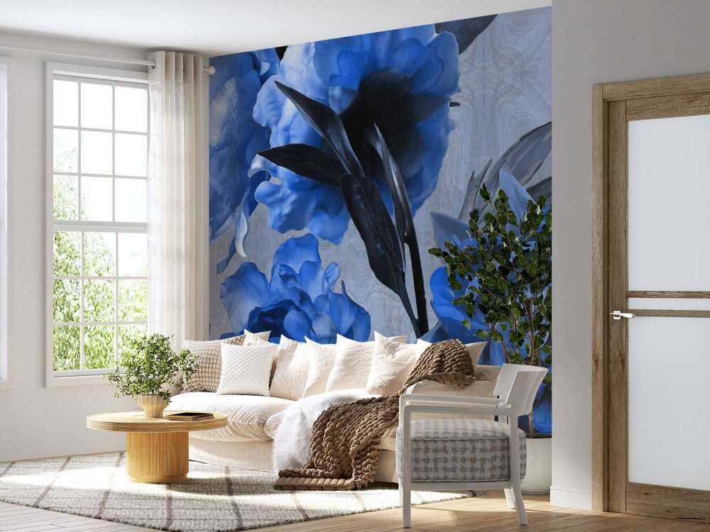 Aquarel van blauwe bloemen