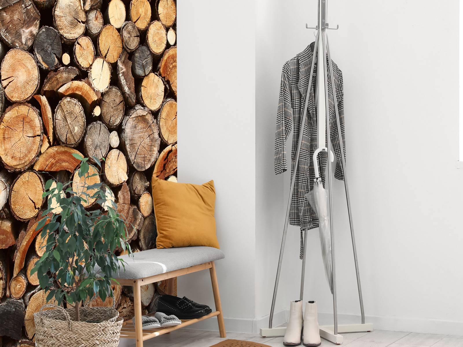 Stacked tree trunks