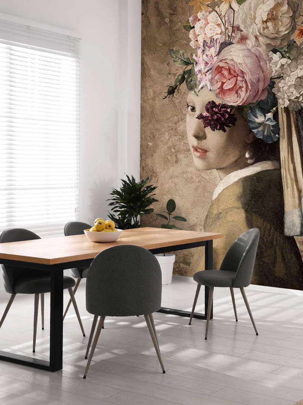 Girl with a pearl earring - flower design