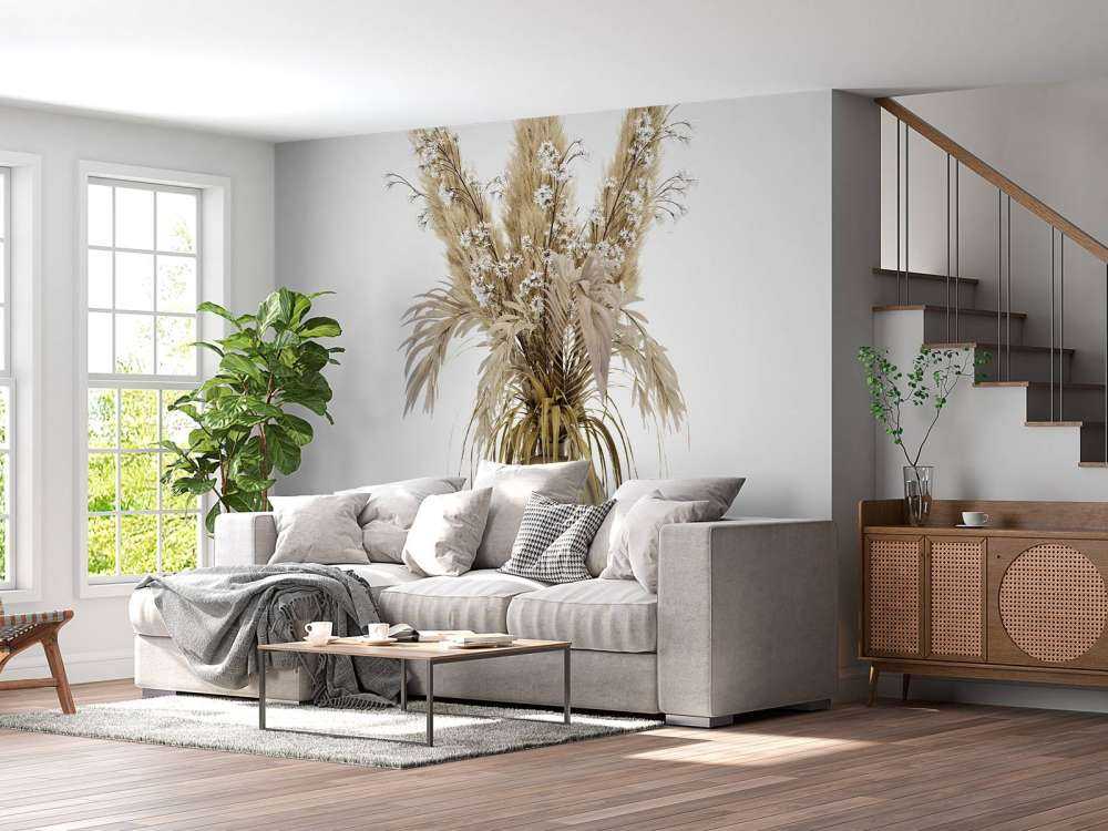 Beige planten in een vaas