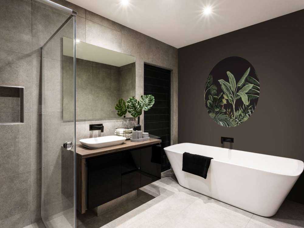 Tropical palm tree on dark background