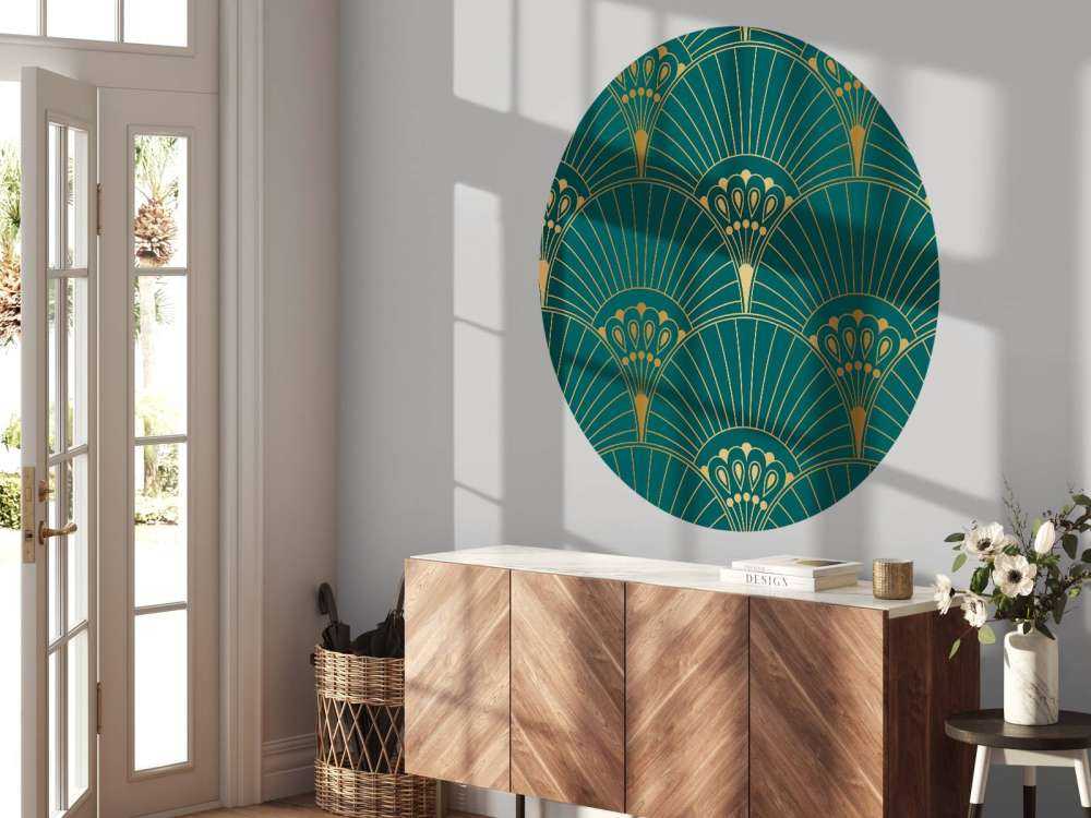 Art Deco fan in Teal