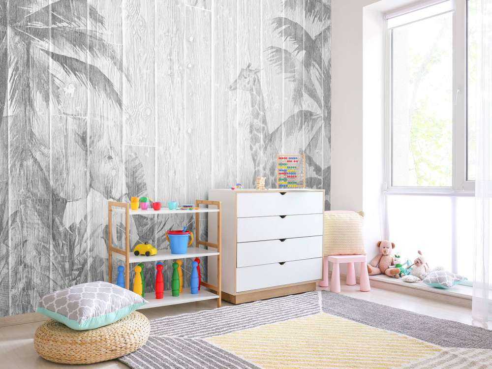 Jungle animals on wood