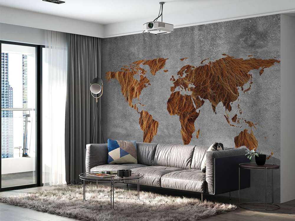 World map with texture