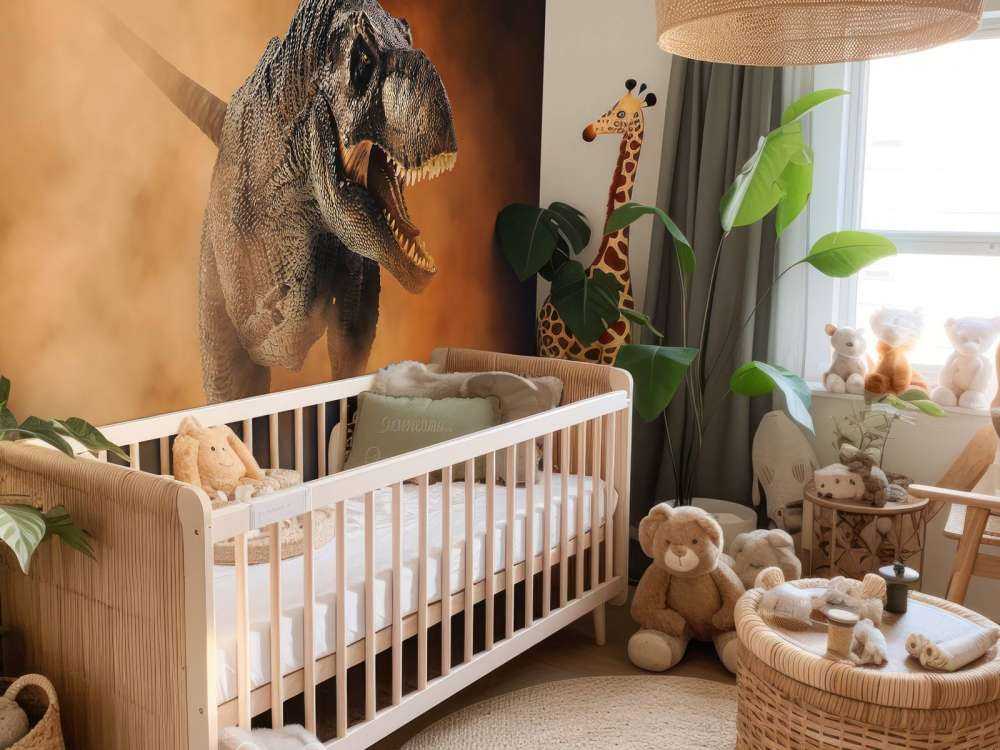 Tyrannosaurus walking through smoke