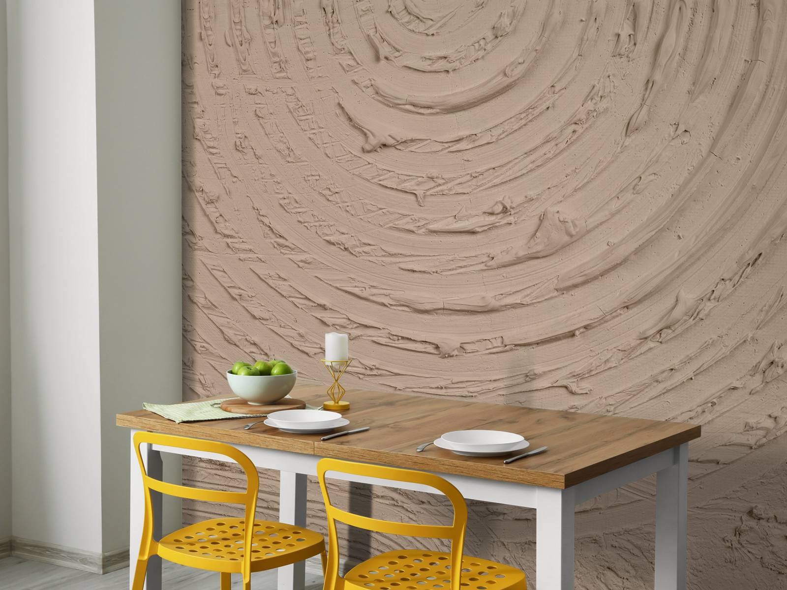 Round shapes and lines in taupe