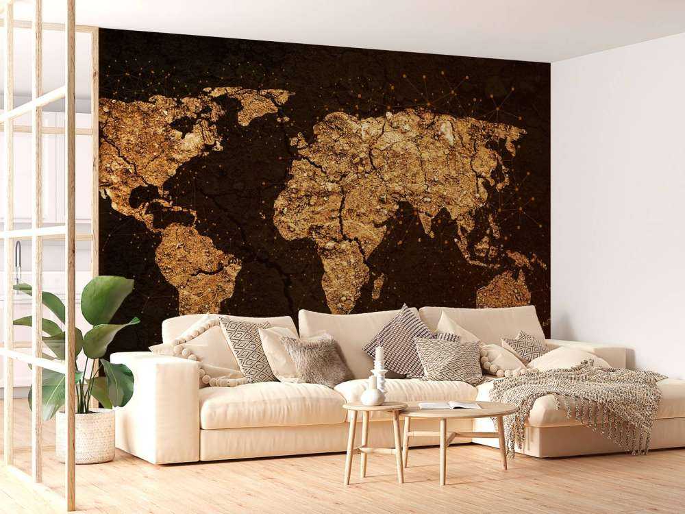 Golden world map