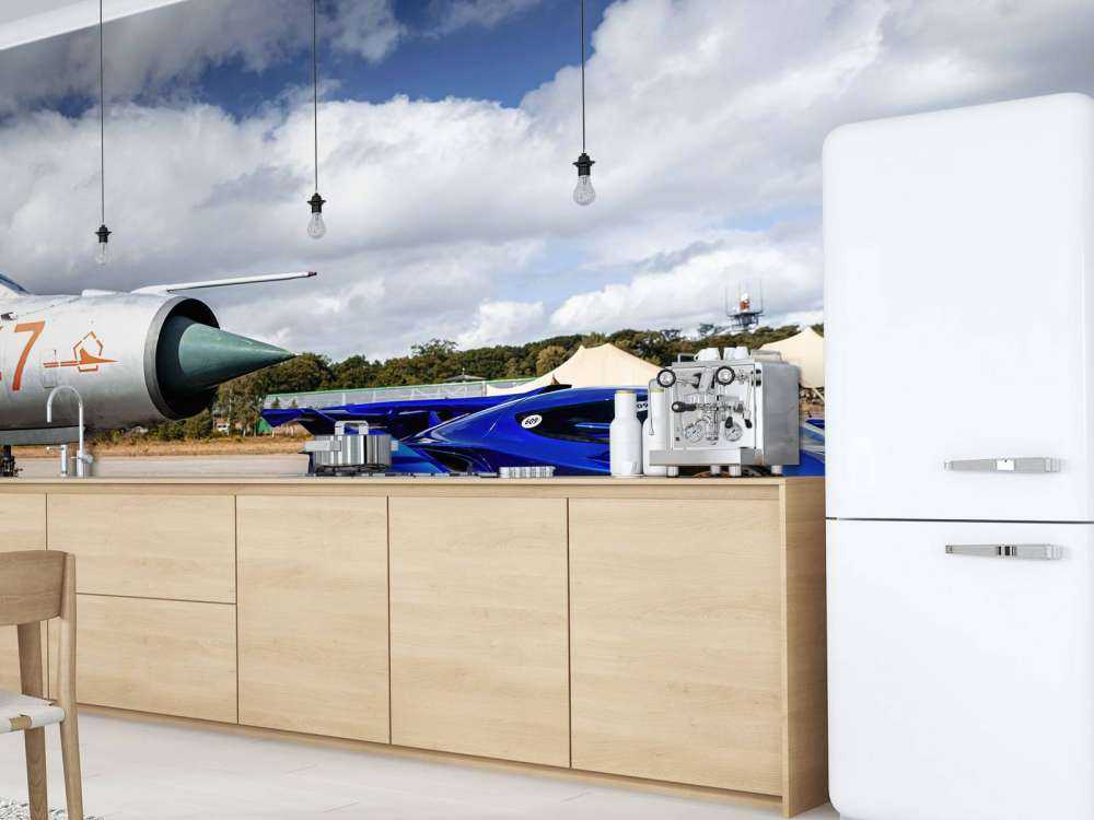 Futuristic supercar at the airport