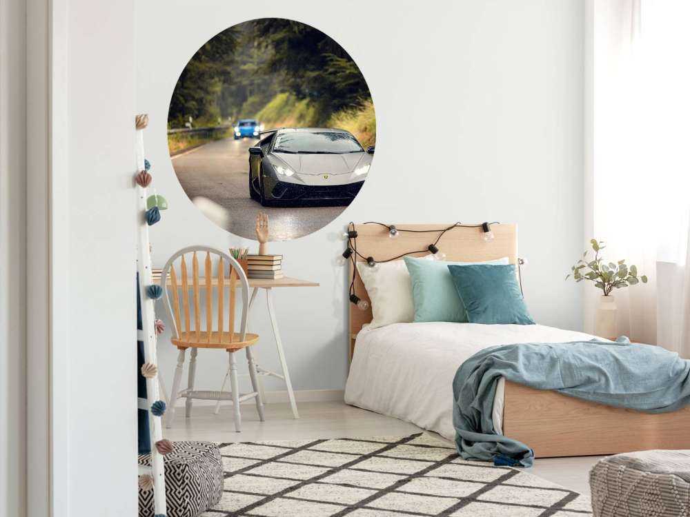 Matte gray Lamborghini in nature