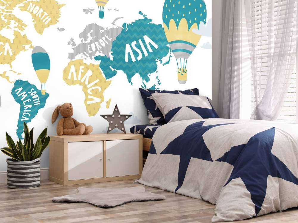 World map with balloons