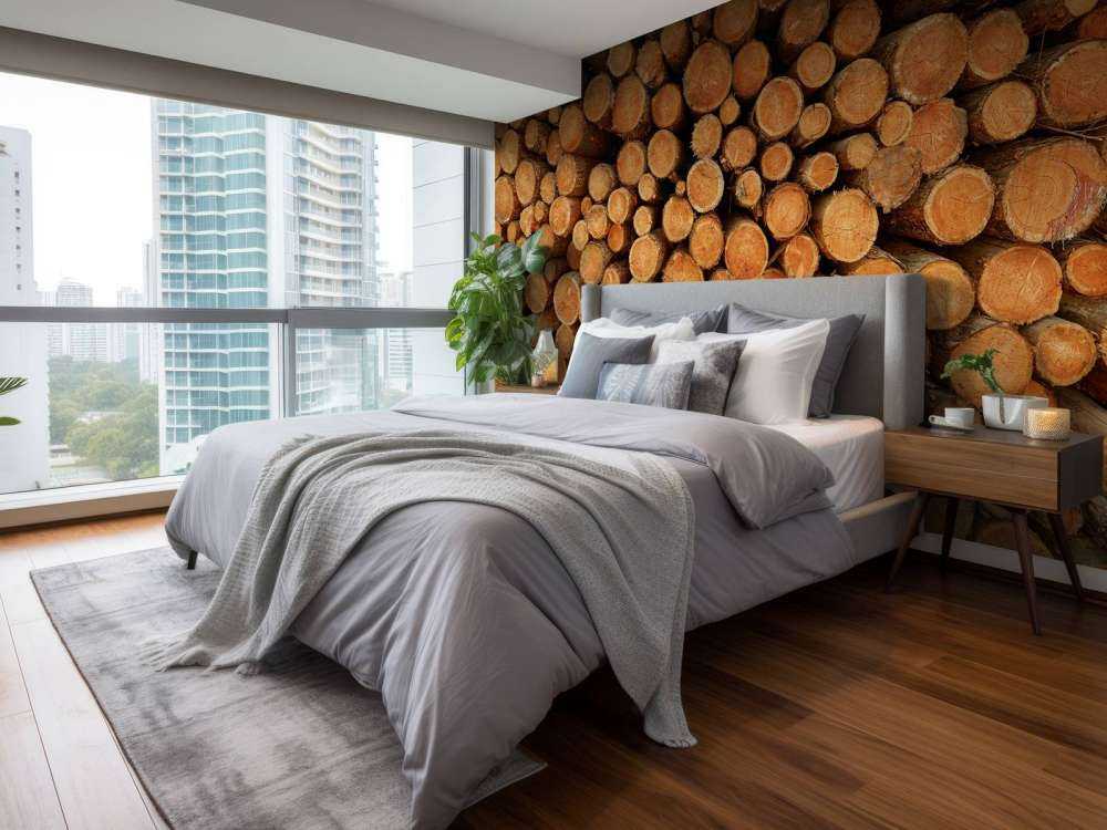 Pile of dark tree trunks