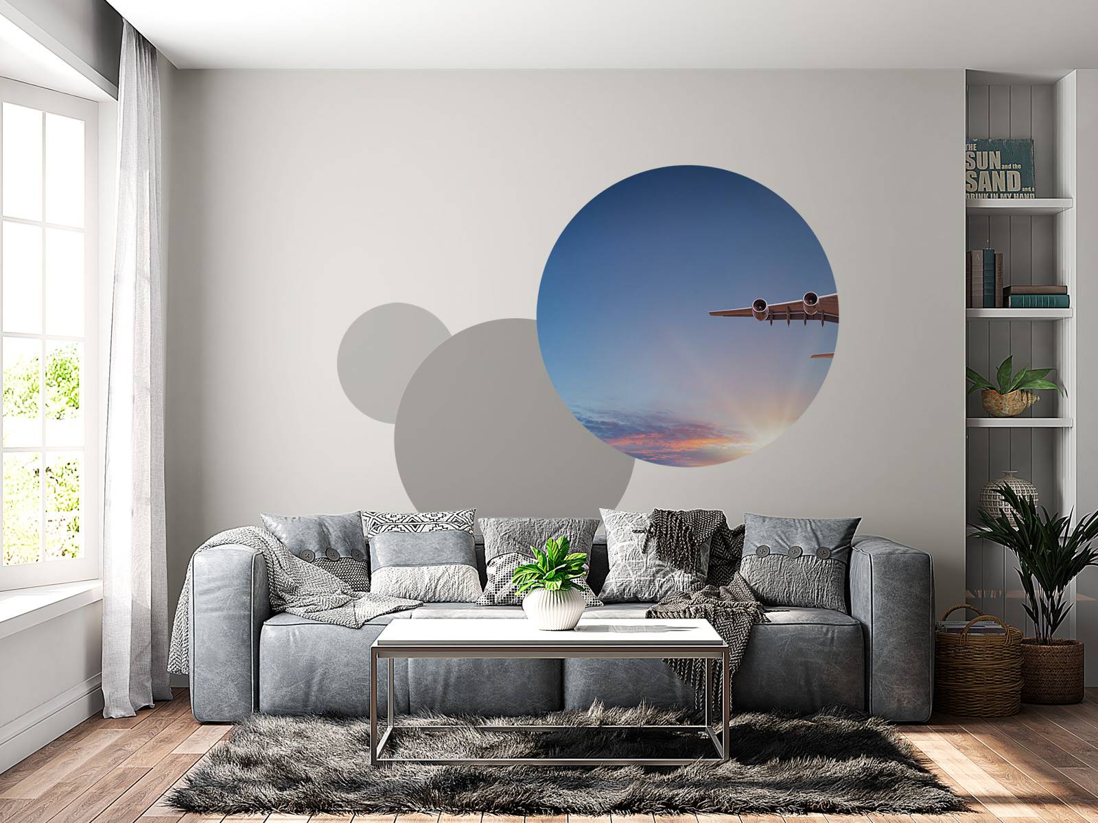 Airplane with beautiful sun