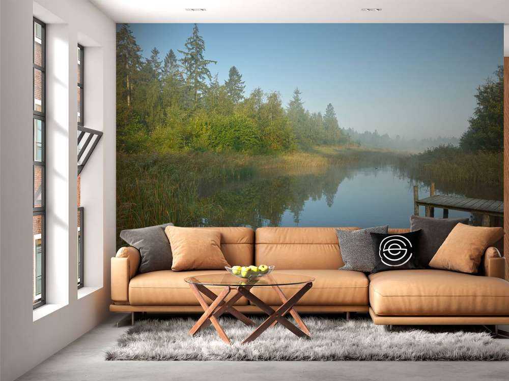 Wooden scaffolding in the forest