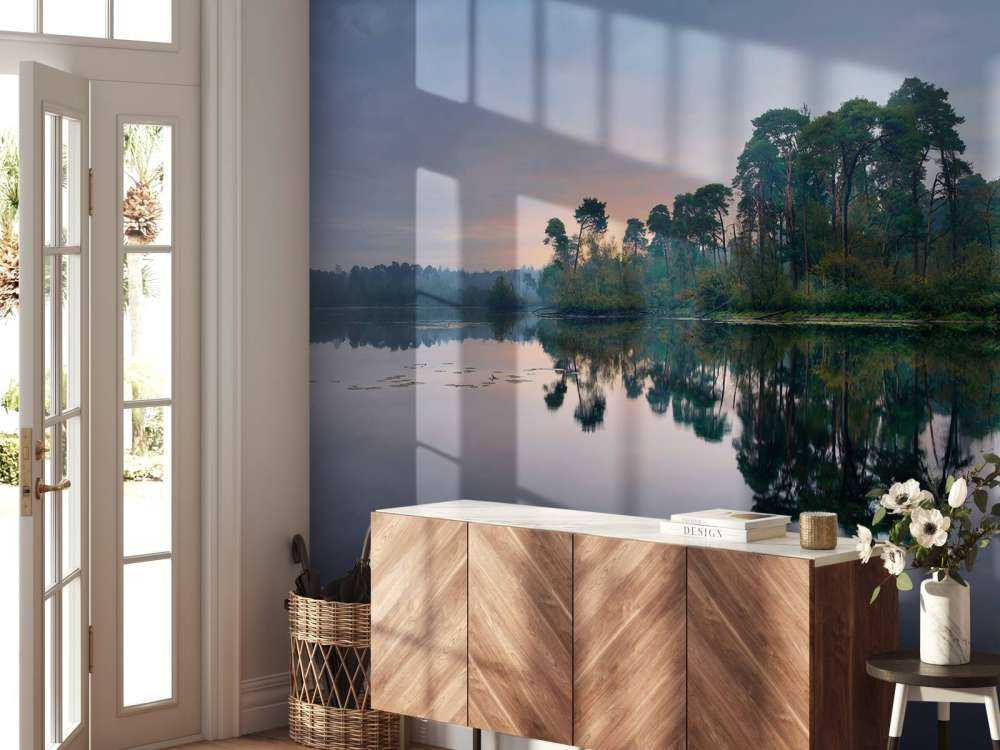 Reflection in forests at sunrise