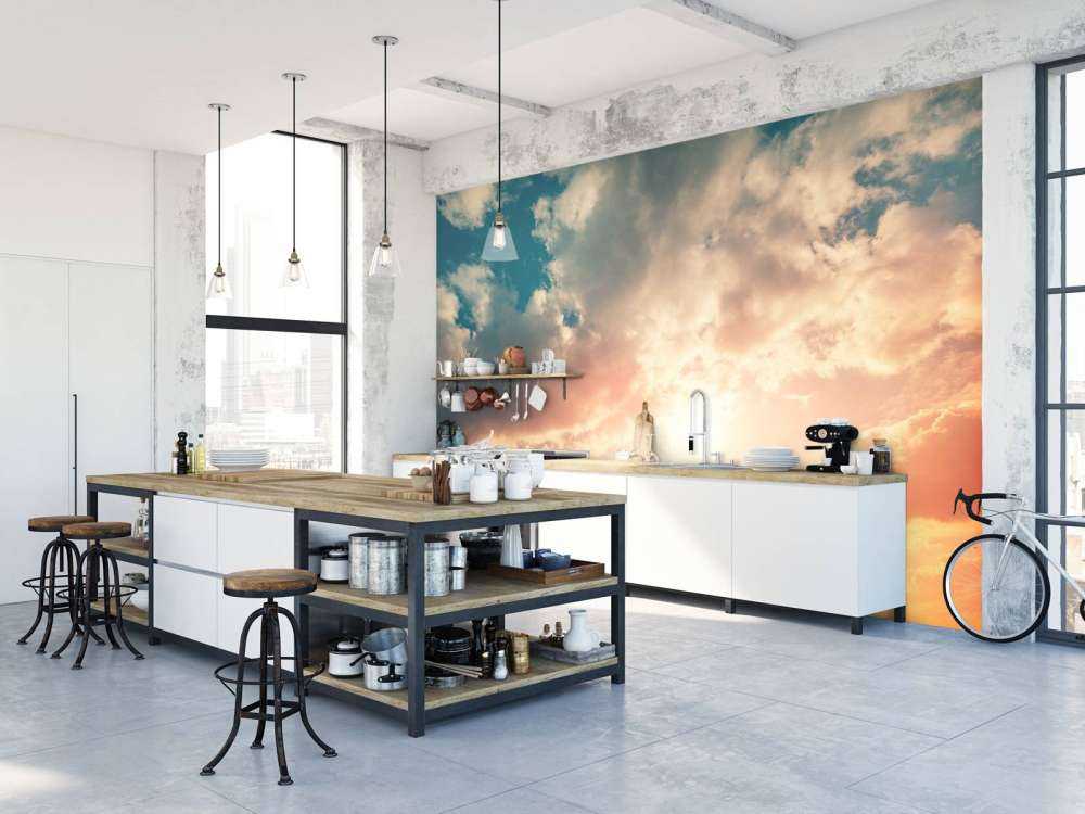 Coloured sky with clouds