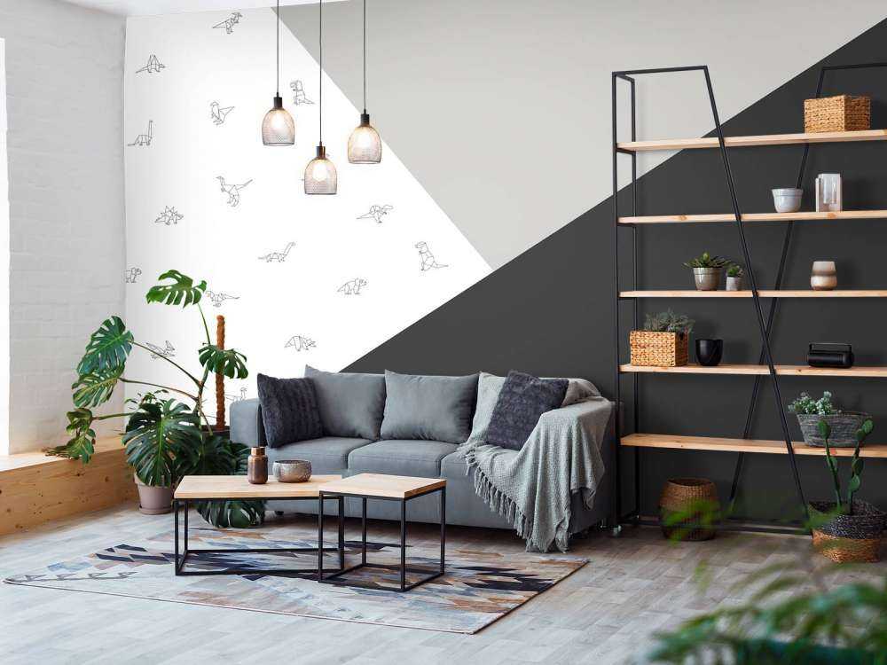 Black and white triangles with dinosaurs