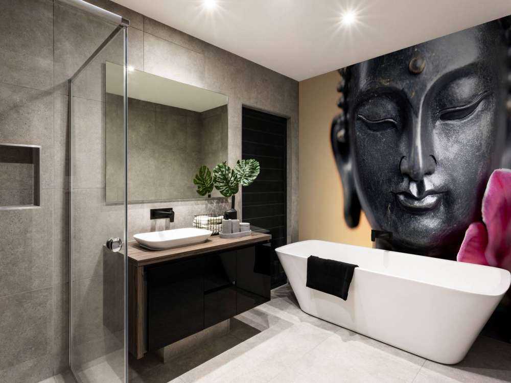 Buddha and pink orchid