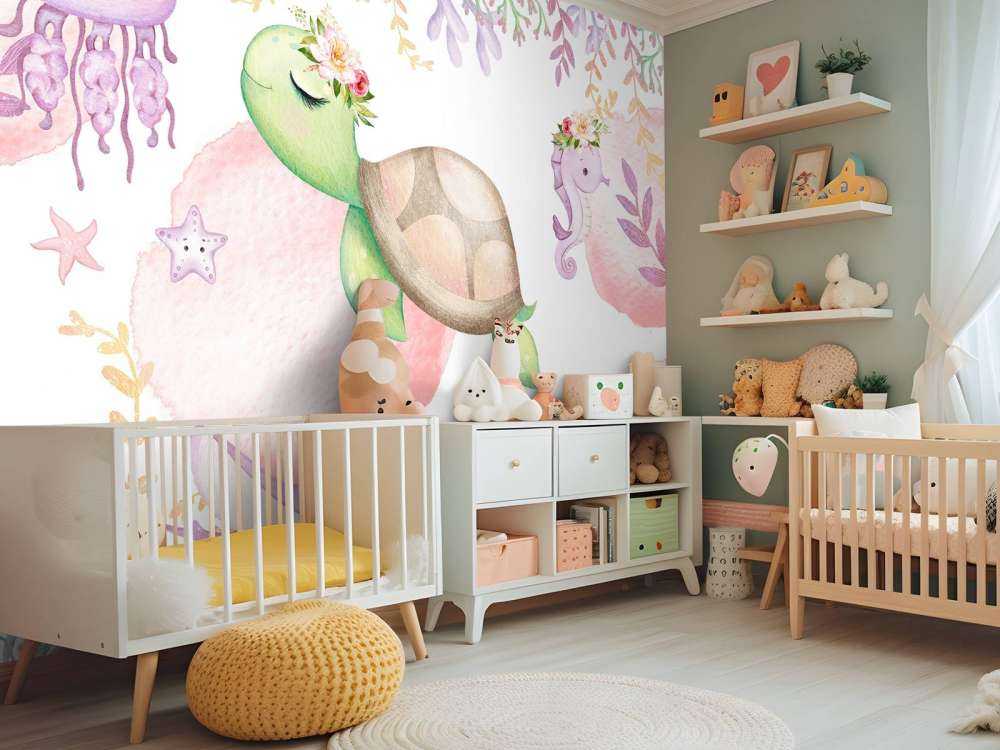 Pink sea floor baby room