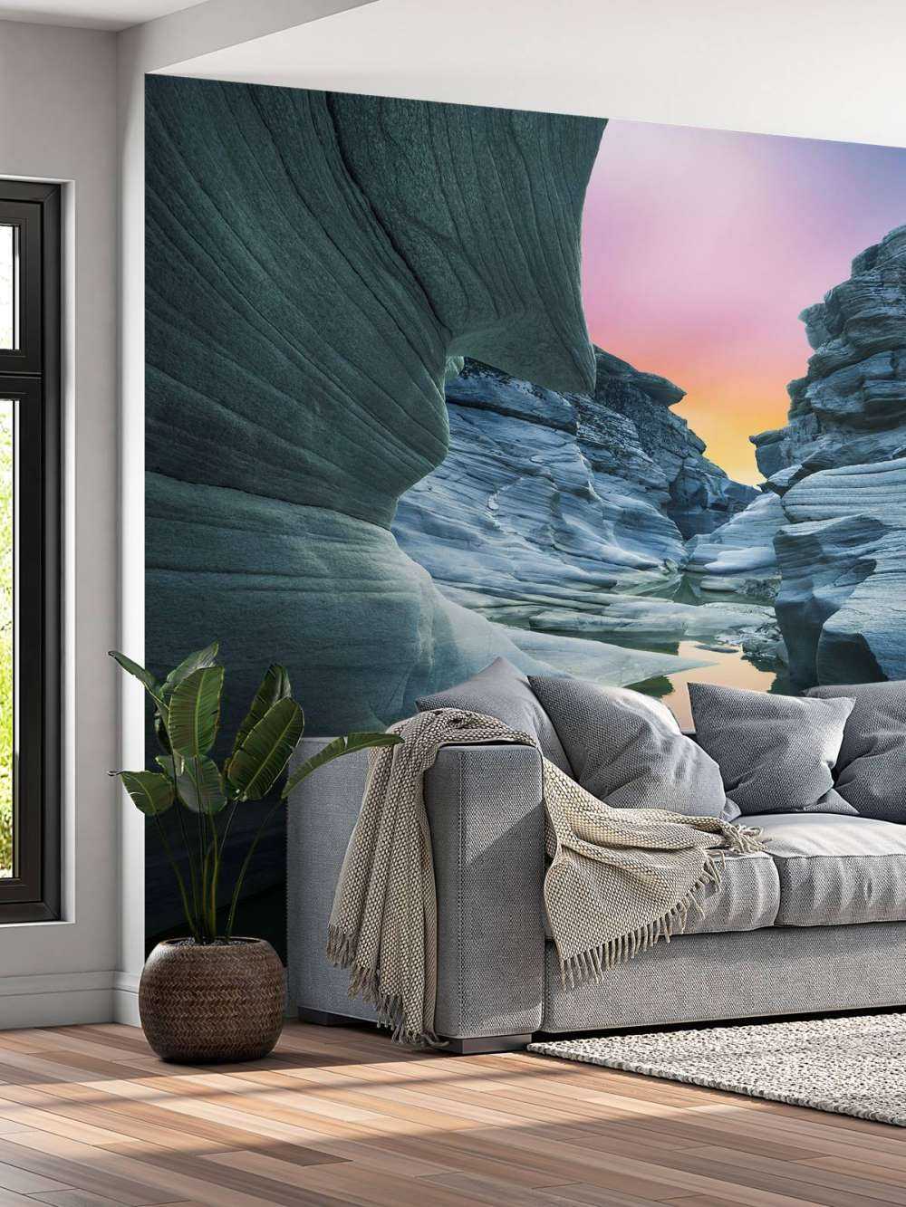 Cave with coloured sky