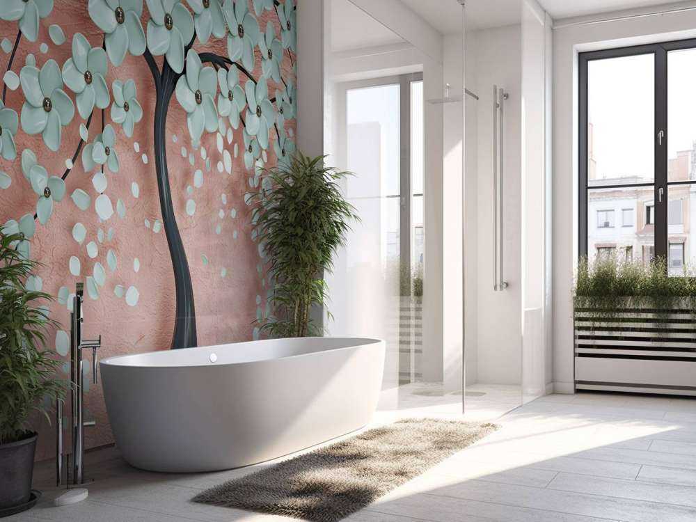 Black fantasy tree with mint flowers