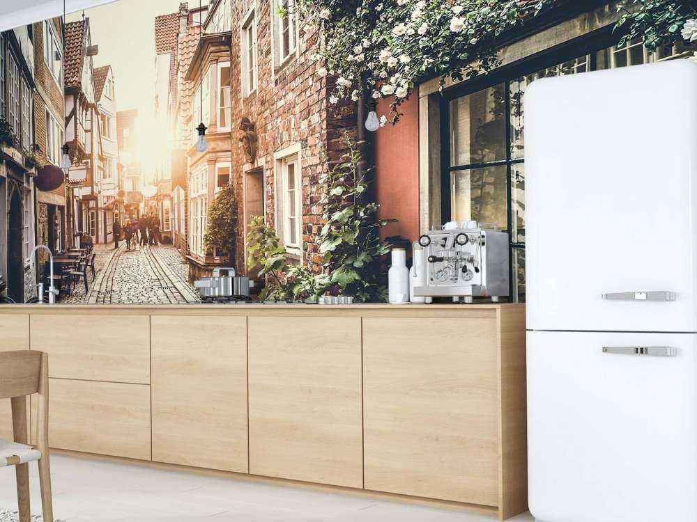 Sunset in an old street