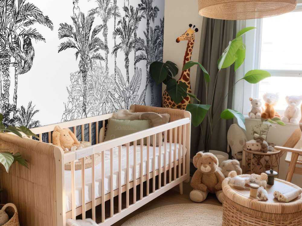 Drawn jungle in black and white