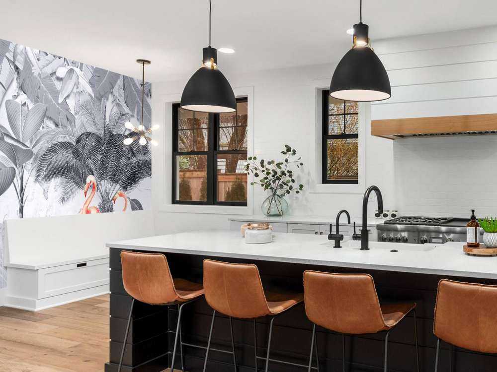 Jungle with flamingos