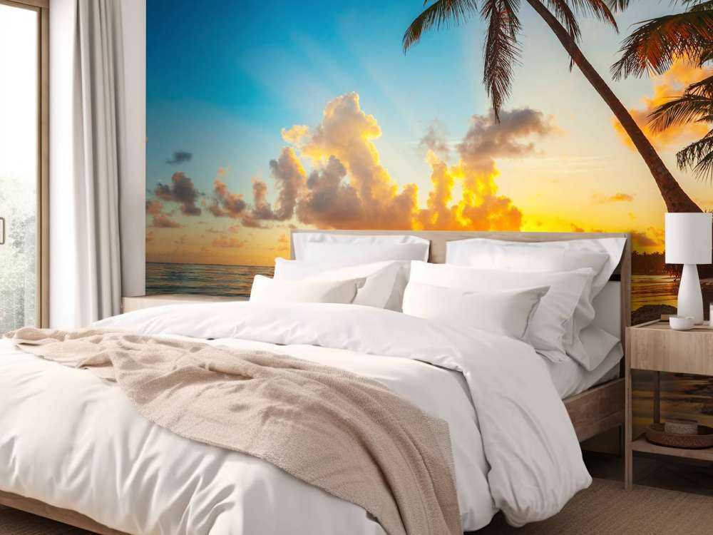 Sunset with palm trees