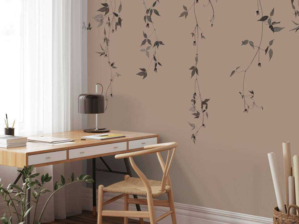 Clematis twigs on taupe