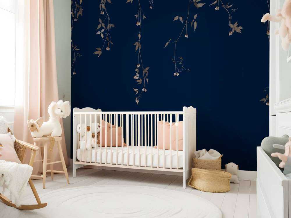 Clematis sprigs on midnight blue