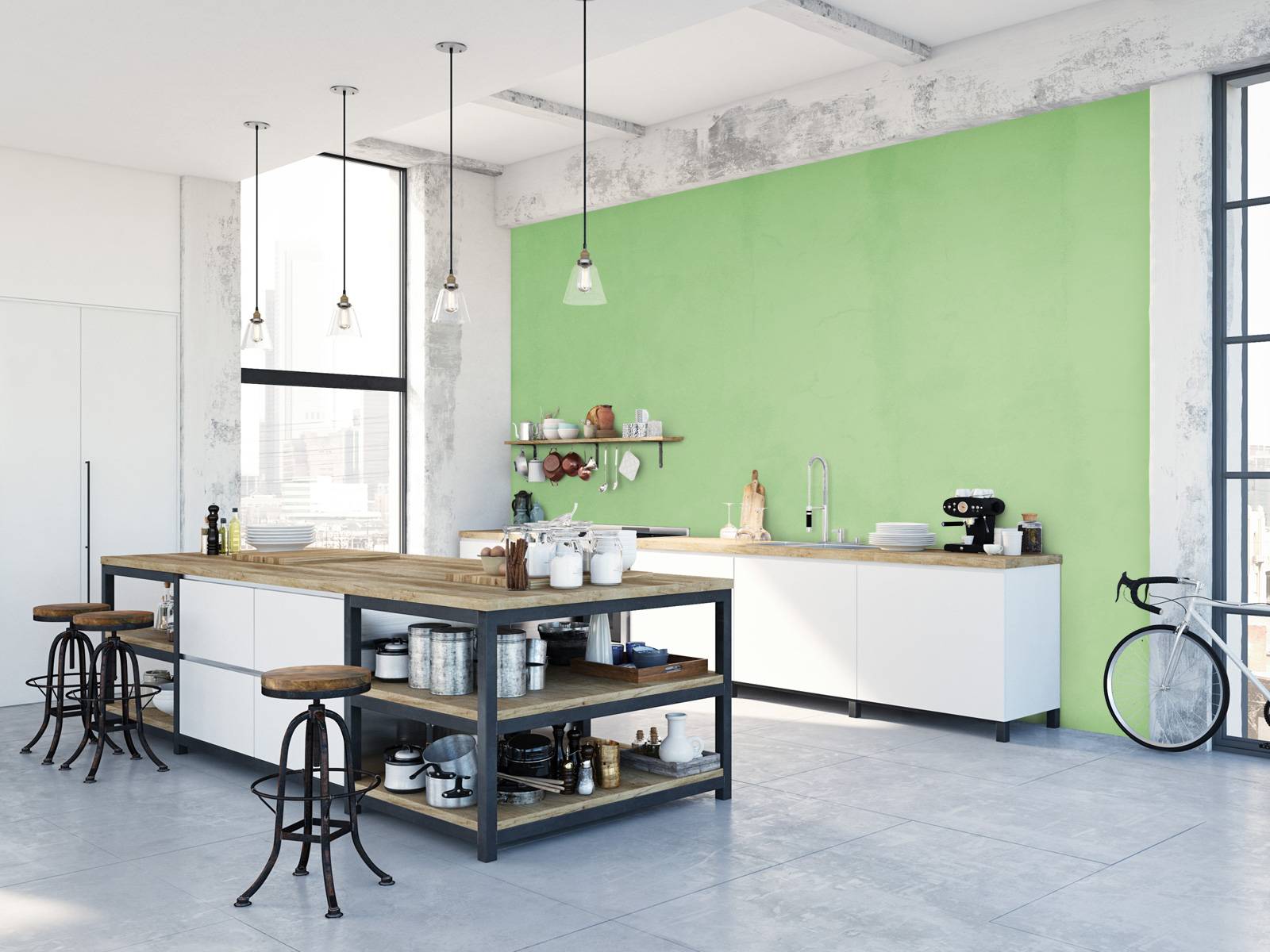 Sage green concrete