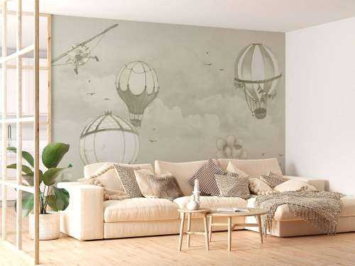 Hot-air balloons in green