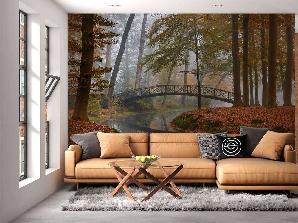 Bridge in the autumn forest