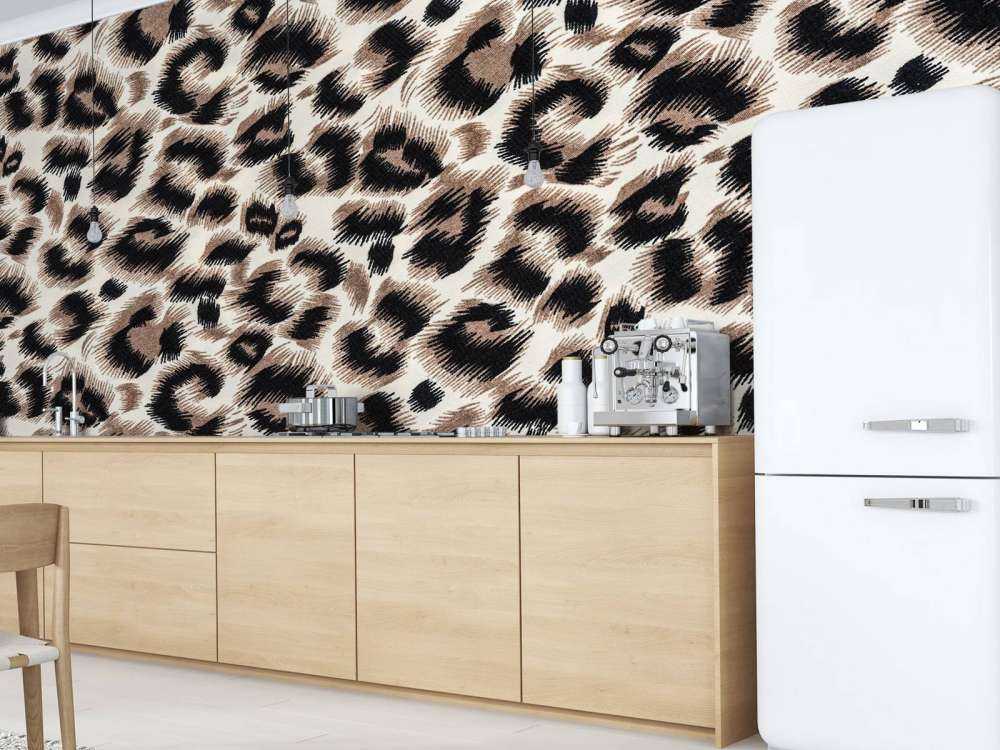 Beige coloured panther coat