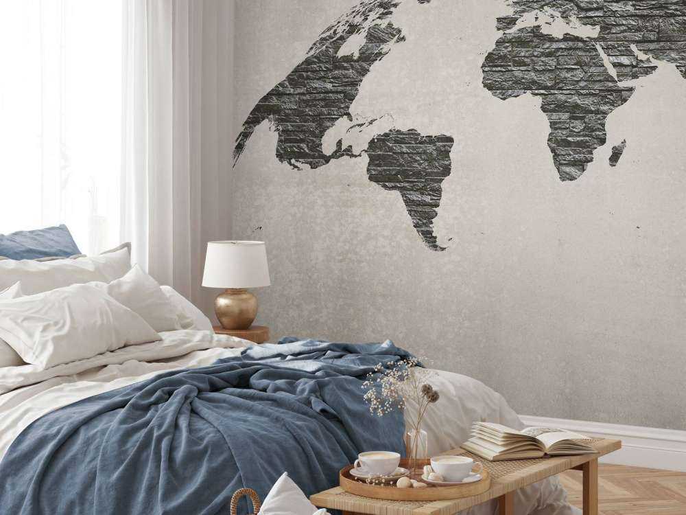 World map dark stones