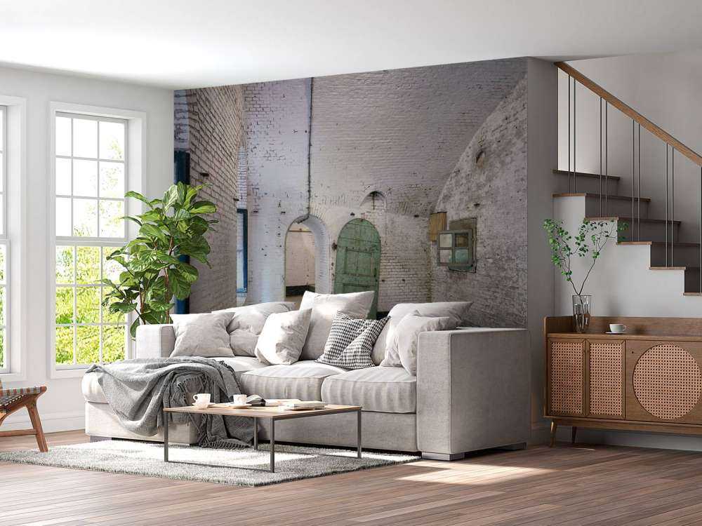 Green door in old building