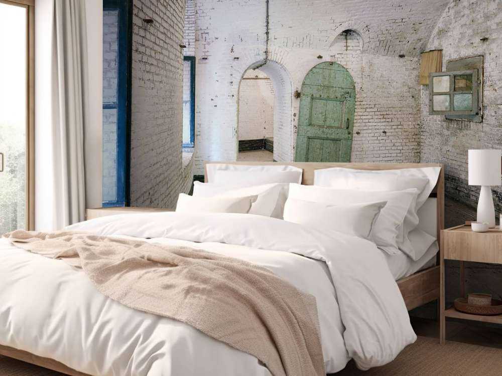 Green door in old building