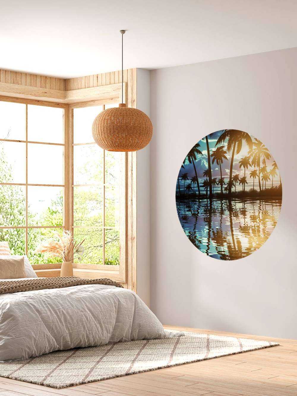 Night landscape with palm trees