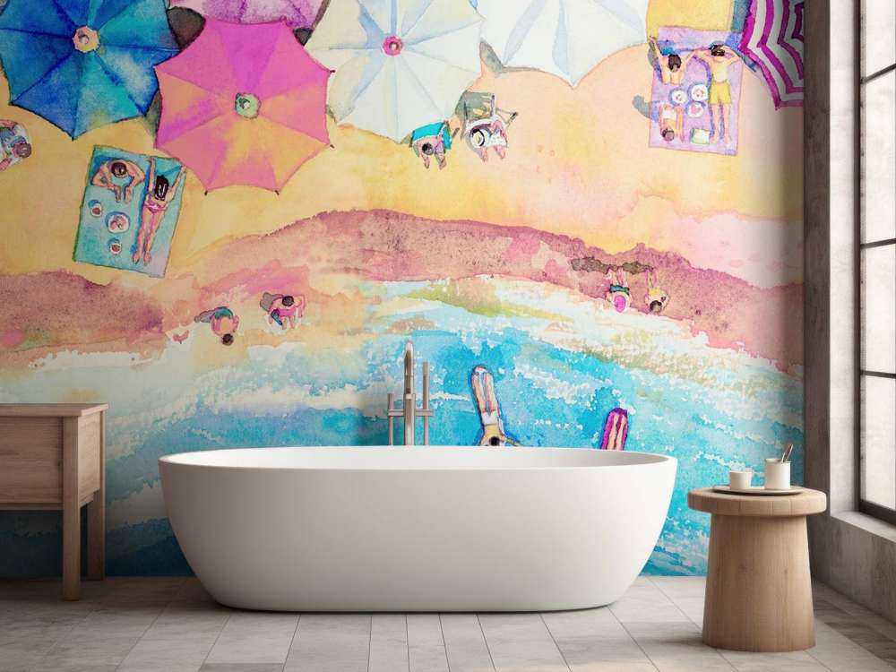 Beach with umbrellas