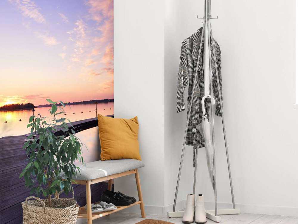 Swimming jetty with starting blocks