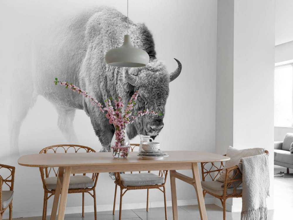 Wallpaper Bison buy Herringbone White & Gray