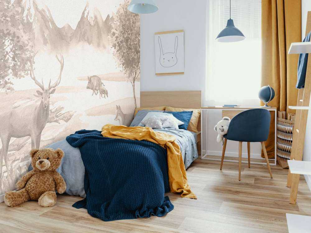 Forest with animals in taupe