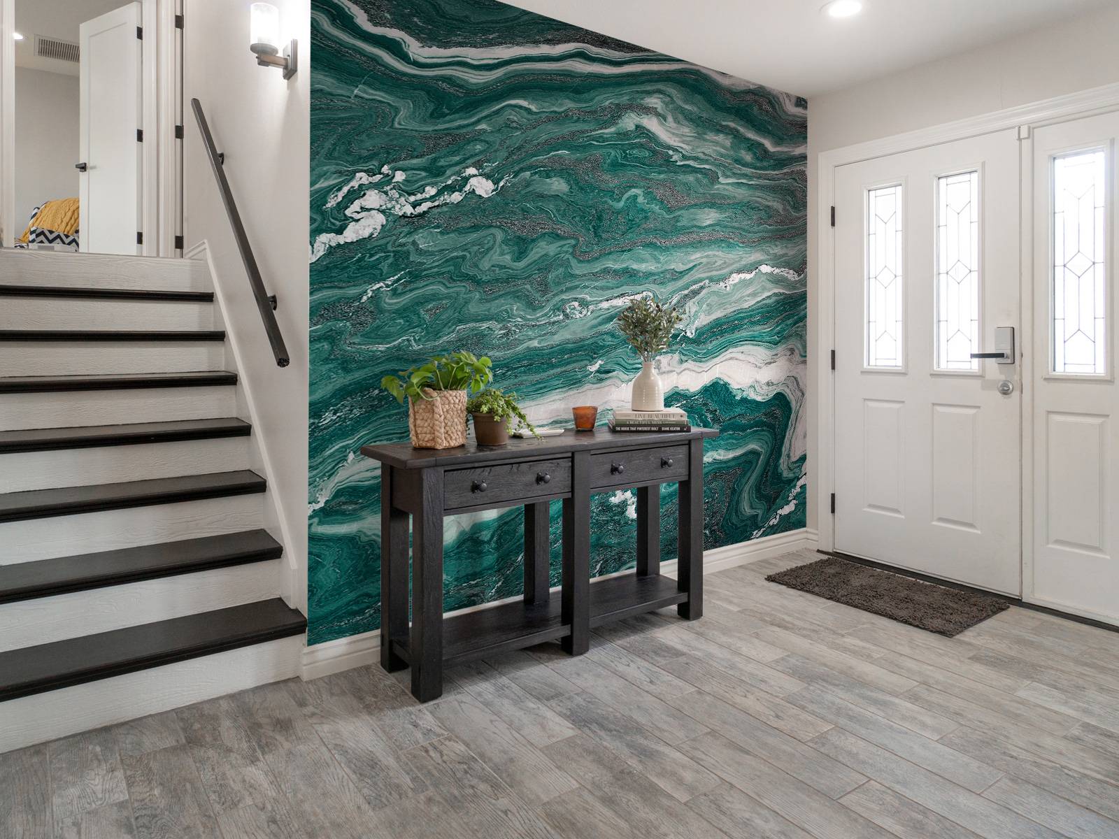 Green white marble
