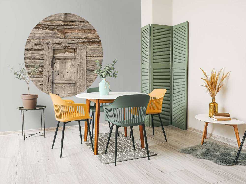 Beige shelves with door