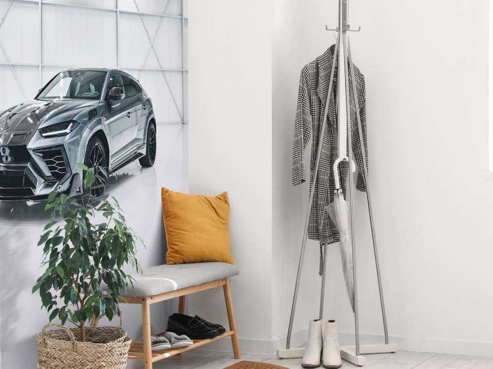 Lamborghini in white hall