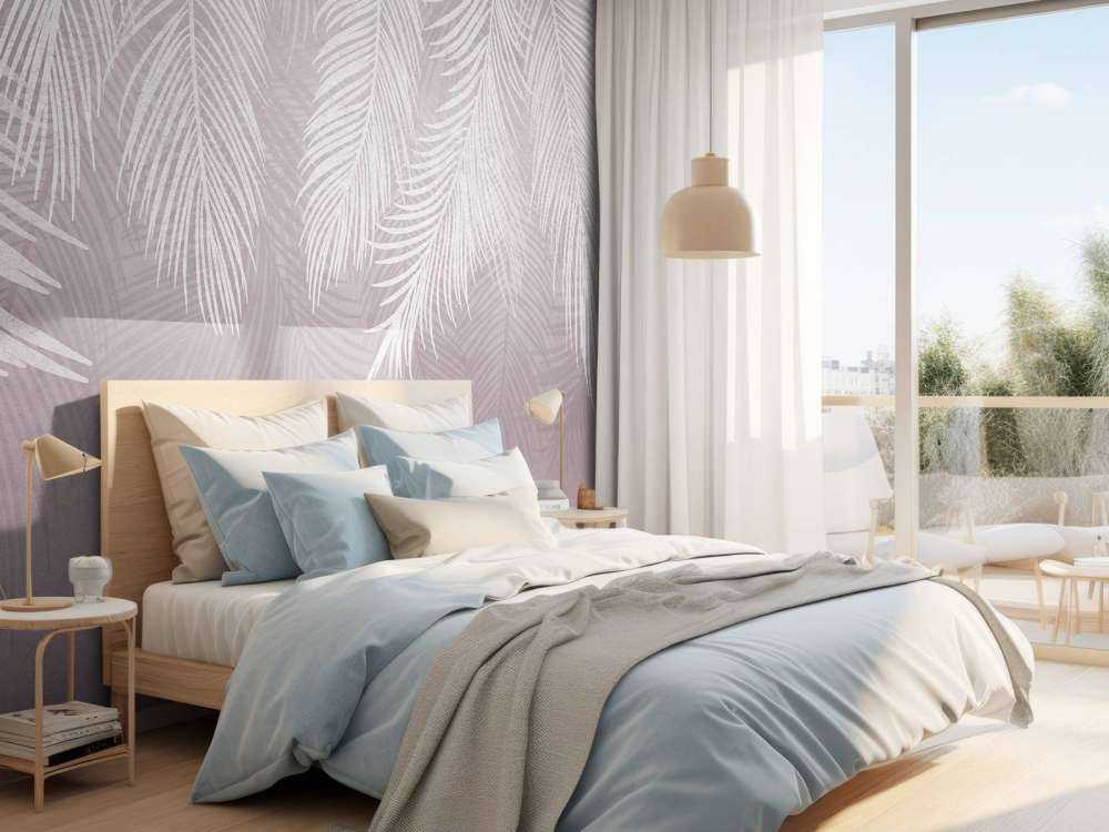 Palm leaves on concrete