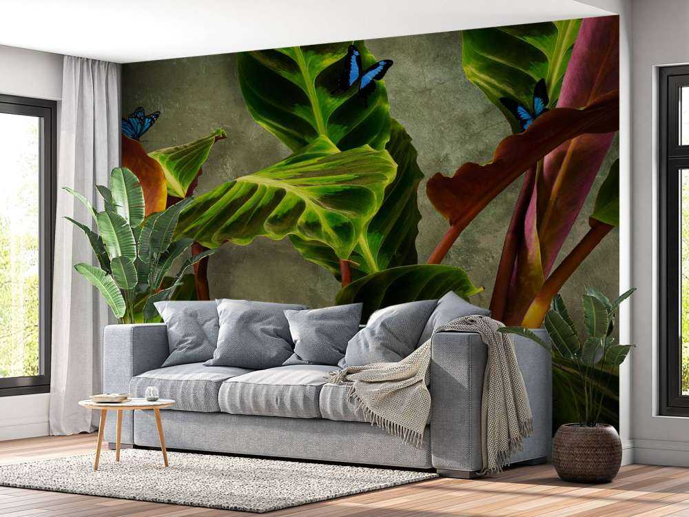 Green plant with butterflies