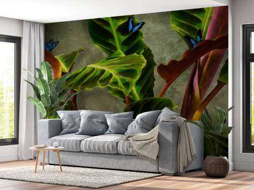 Green plant with butterflies