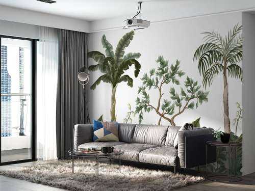 Jungle landscape with palm trees